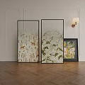 Decorative Room Dividers with Intricate Botanical and Animal Patterns in Earth and Green Tones
