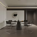 Modern Living and Dining Room Interior With L shaped Sofa Coffee Table And Dining Set