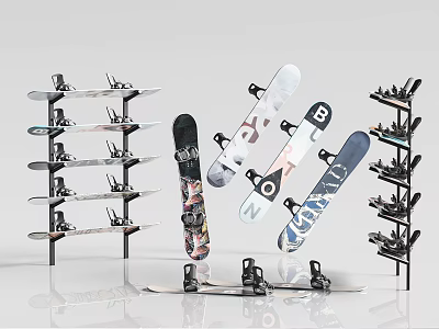 Sports Equipment Snowboards and Racks Organized Display with Multiple Designs and Storage 3d model