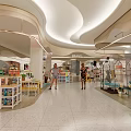 Bright Spacious Mall Store Interior With Shoppers And Stylish Product Displays