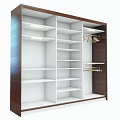 Modern Wardrobe with Sliding Doors White Panels and Wooden Accent Strips for Contemporary Bedroom Storage
