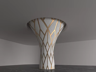 Elegant Modern Column With Diamond Pattern And Gold Lines In Interior Design 3d model