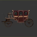 Ornate Vintage Carriage With Purple Roof Golden Decorations And Cobblestone Base