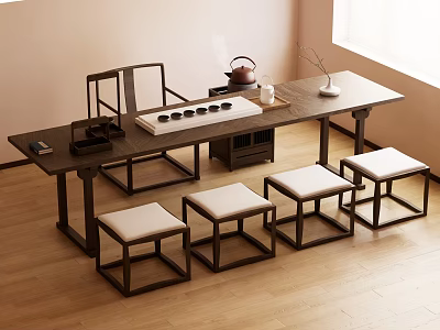 New Chinese Tea Table and Chair 3d model