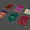 Colorful Decorative Carpets With Ornate Patterns Multiple Colors And Tassel Trim