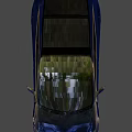 Blue Car With Open Doors Showcasing Interior Seats And Steering Wheel 3d model