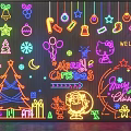 Colorful Neon Christmas Decorative Lights With Tree Bell Star Gift Santa Gingerbread And Welcome