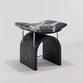 Modern Decorative Stool With Leopard Print And Black Striped Surface And Metal Legs