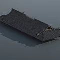 Traditional Chinese Architectural Roof with Curved Eaves and Tile Covering Structure