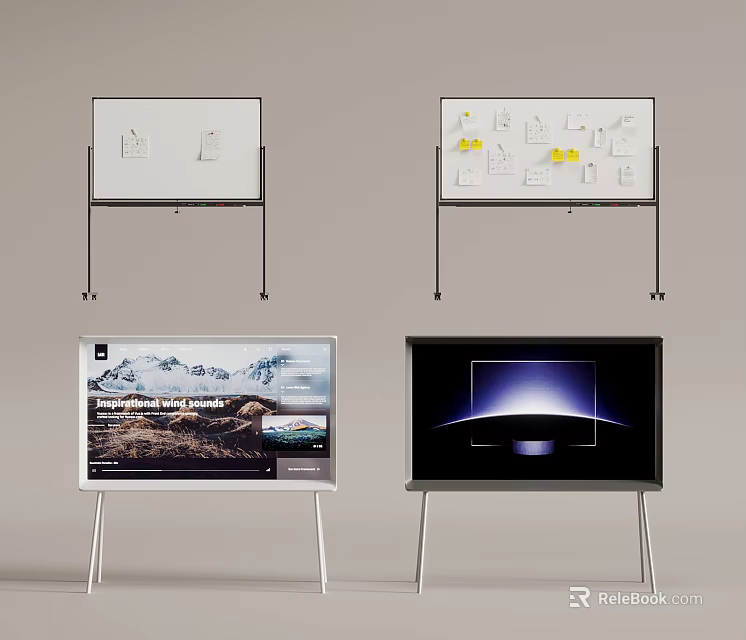 Modern Televisions With Varied Display Presentations 3d model