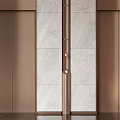 Copper Colored Double Door Elevator with Elegant Marble Wall Interior Design