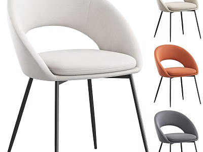 Modern Accent Chair With Curved Backrest Black Metal Legs And Multiple Colors 3d model