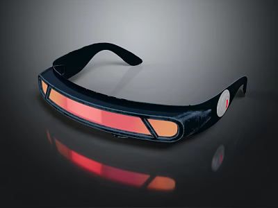 Modern Black Jewelry Eyewear With Red Orange Decorative Strips And Reflective Finish 3d model