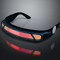 Modern Black Jewelry Eyewear With Red Orange Decorative Strips And Reflective Finish