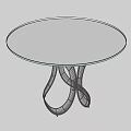 Modern Round Dining Table With Glass Top And Twisted Black Metal Legs