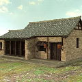 Traditional Ancient Chinese Building with Tiled Roof Wooden Doors and Brick Walls