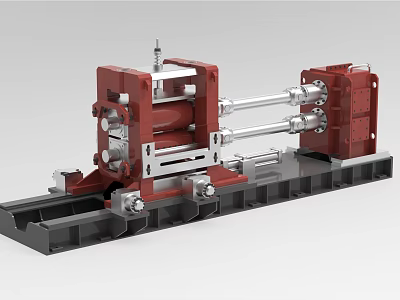 Heavy Duty Industrial Equipment With Red Frame Guide Rails And Mechanical Arms 3d model