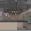 Retro Industrial Chinese Barbecue Restaurant Interior With Vibrant Neon Signboards And Warm Red Lanterns