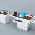 Modern White Functional Desk with Drawers Cabinets Laptop and Side Tray