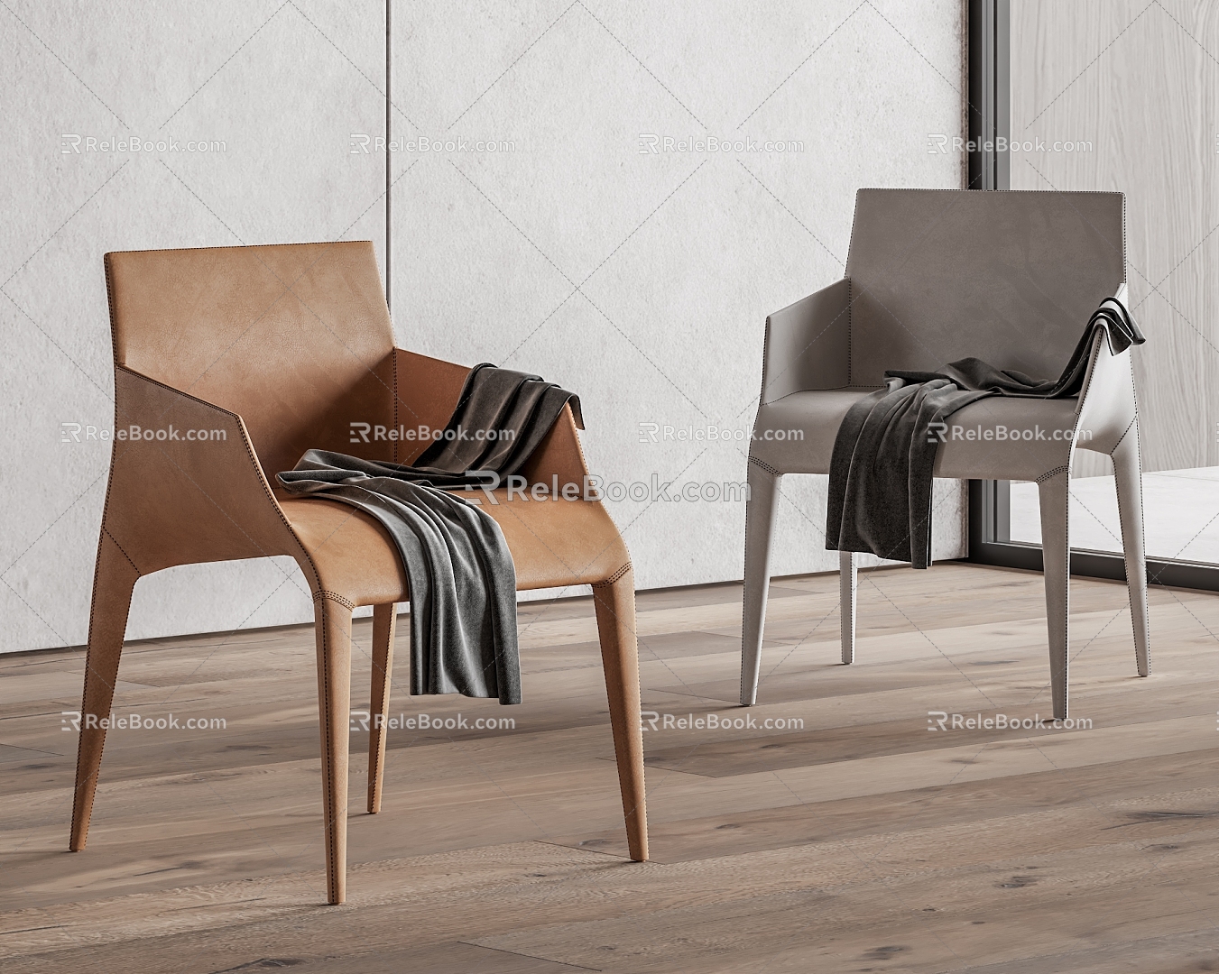 Modern Poliform Dining Chair Single Chair Leather Dining Chair 3d model