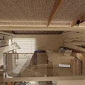 Modern Loft Interior With Staircase Sofa Decorative Art Wooden Ceiling And Cozy Rug