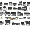 Different Types Of Residential House Scale Models Displayed With Various Roof And Facade Designs