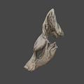 Silver Wolf Mask Sculpture With Detailed Texture On Dark Background