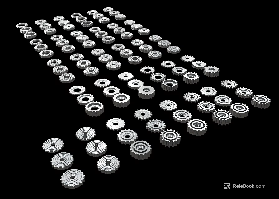 Hardware Tools Featuring Various Precision Metal Gears Arranged for Mechanical Use 3d model 