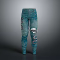 Blue Slim Fit Jeans With Stylish Snake Pattern And Modern Design Elements 3d model