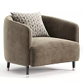 Gray Fabric Accent Chair With Curved Arms Geometric Pattern Pillow And Black Legs