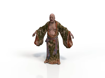 A Man Standing with Arms Outstretched in Traditional Colorful Robe with Ornate Designs 3d model