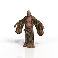 A Man Standing with Arms Outstretched in Traditional Colorful Robe with Ornate Designs