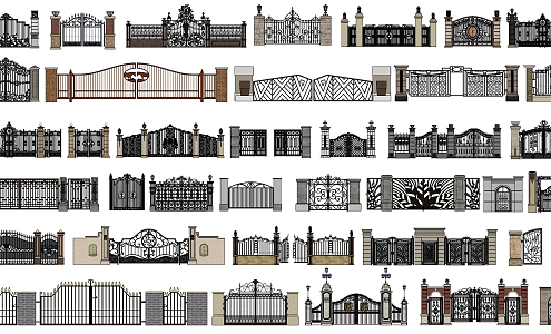 European-style gate wrought iron carved gate entrance 3d model