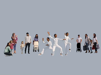 Many people Tai Chi people 3d model