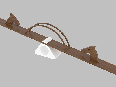 Kindergarten Wooden Seesaw With Horse Head Decorations And White Triangular Seat 3d model