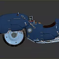 Blue Motorcycle With Unique Streamlined Body Black Seat And Blue Wheel