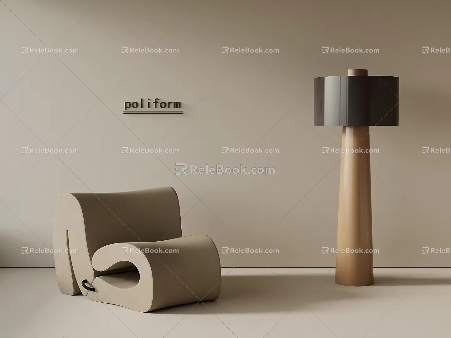 Modern Single Sofa Casual Sofa Floor Lamp 3d model