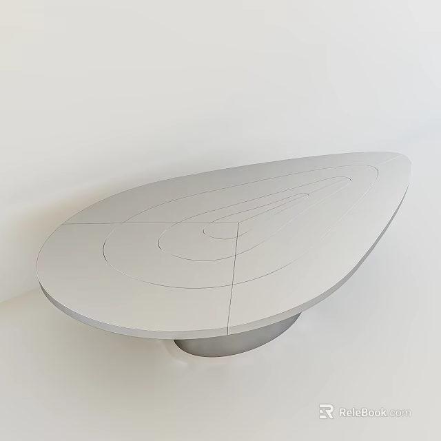 Sleek Modern Coffee Table With Unique Shape White Smooth Surface And Metal Base 3d model