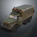 Vintage Army Green Six Wheel Drive Military Utility Vehicle With Roof Equipment