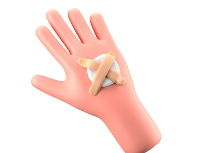 Human Hand With Adhesive Bandage Applied On Palm Area Close Up 3d model