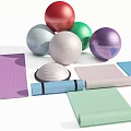 Colorful Exercise Balls And Yoga Mats For Home Gym Fitness Equipment Collection