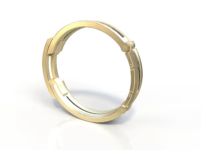 Golden Circular Metal Equipment Component With Durable Structure And Smooth Surface 3d model