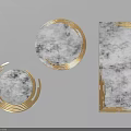 Stylish Decorative Mirrors With Golden Frames Round And Rectangular Shapes For Modern Interior Decor 3d model