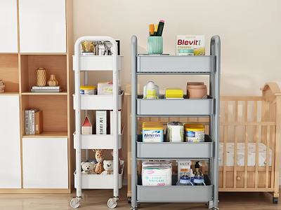 Rolling Storage Carts With Wheels Organizing Baby Toys Bottles And Essentials In Nursery 3d model
