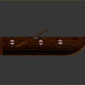 Classic Wooden Boat Interior With Wooden Oar Red And White Life Preservers And Buoys