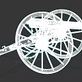 Antique Cannon Weapon With Wooden Wheels Metal Barrel And Chain Details