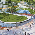 Scenic Waterfront Landscape Design With Spiral Walkway Green Space And Recreational Areas
