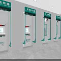 Modern Bank Interior With Self Service Payment And Cash Withdrawal Terminals