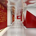 New Era Party Building Culture Propaganda Wall With Red Background Golden Calligraphy And Prosecution Spirit