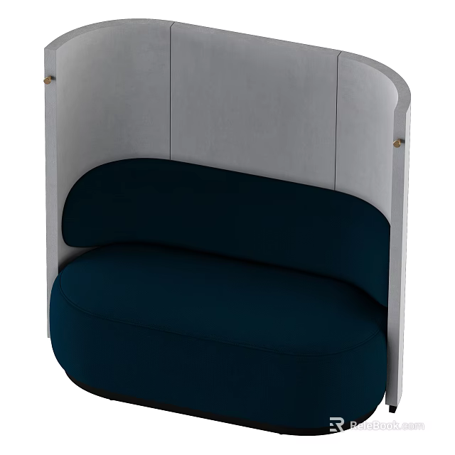Modern Sectional Sofa With Dark Blue Upholstery And White Curved Frame 3d model